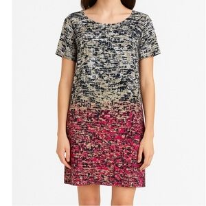 Dalia shift dress black & pink pattern zip up casual dress back zip up SZ 6